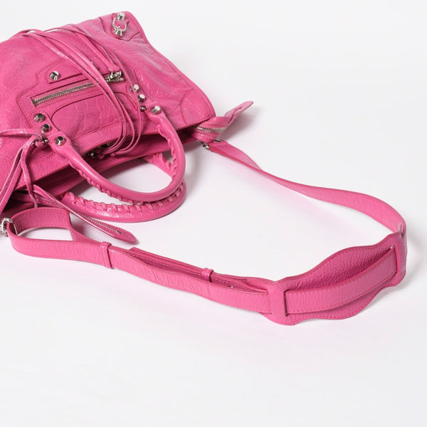 Very Good Condition BALENCIAGA Classic City Small Handbag 431621 Leather Pink Gold Hardware Used 4a009033