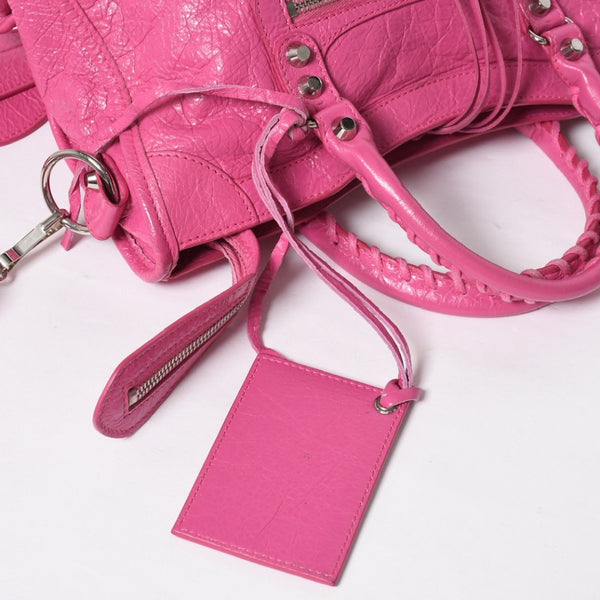 Very Good Condition BALENCIAGA Classic City Small Handbag 431621 Leather Pink Gold Hardware Used 4a009033