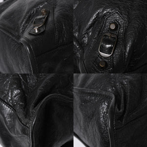 Very Good Condition BALENCIAGA Balenciaga The City 2WAY Handbag 115748 Black Lambskin Shoulder Bag Bronze Hardware 4a009043