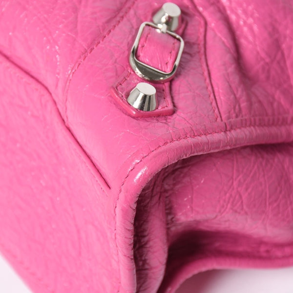 Very Good Condition BALENCIAGA Classic City Small Handbag 431621 Leather Pink Gold Hardware Used 4a009033