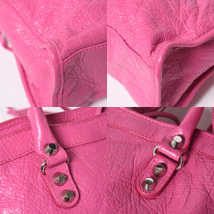 Very Good Condition BALENCIAGA Classic City Small Handbag 431621 Leather Pink Gold Hardware Used 4a009033