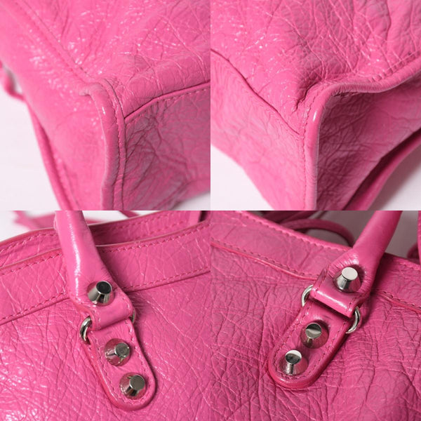 Very Good Condition BALENCIAGA Classic City Small Handbag 431621 Leather Pink Gold Hardware Used 4a009033