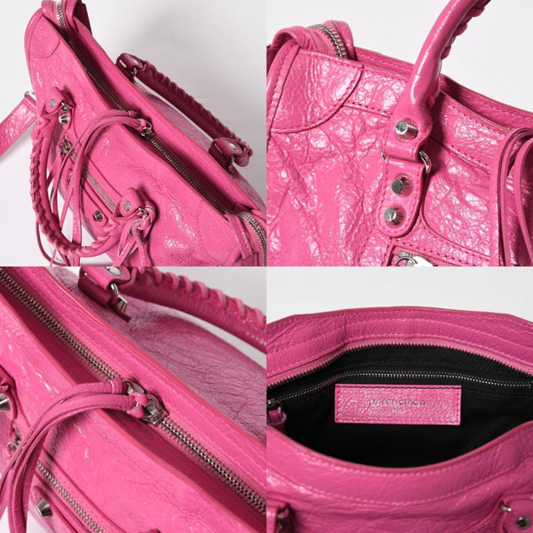 Very Good Condition BALENCIAGA Classic City Small Handbag 431621 Leather Pink Gold Hardware Used 4a009033