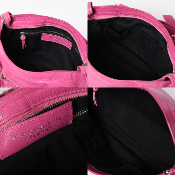 Very Good Condition BALENCIAGA Classic City Small Handbag 431621 Leather Pink Gold Hardware Used 4a009033