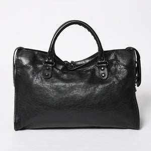 Very Good Condition BALENCIAGA Balenciaga The City 2WAY Handbag 115748 Shoulder Bag Black Silver Hardware Used 4a009044