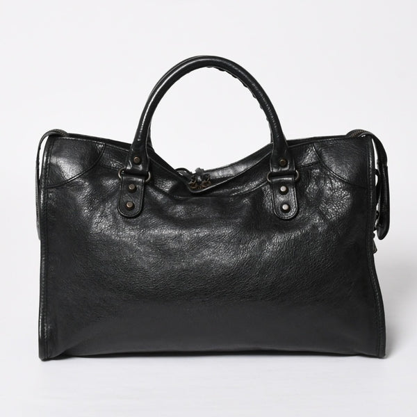 Very Good Condition BALENCIAGA Balenciaga The City 2WAY Handbag 115748 Shoulder Bag Black Silver Hardware Used 4a009044