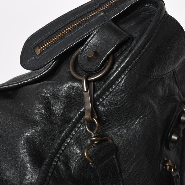 Very Good Condition BALENCIAGA Balenciaga The City 2WAY Handbag 115748 Shoulder Bag Black Silver Hardware Used 4a009044