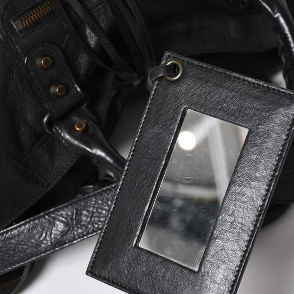Very Good Condition BALENCIAGA Balenciaga The City 2WAY Handbag 115748 Shoulder Bag Black Silver Hardware Used 4a009044