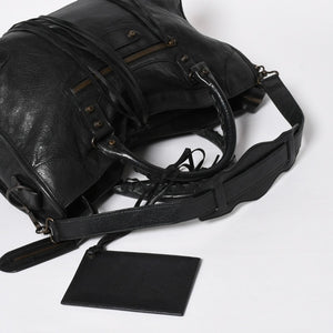 Very Good Condition BALENCIAGA Balenciaga The City 2WAY Handbag 115748 Shoulder Bag Black Silver Hardware Used 4a009044