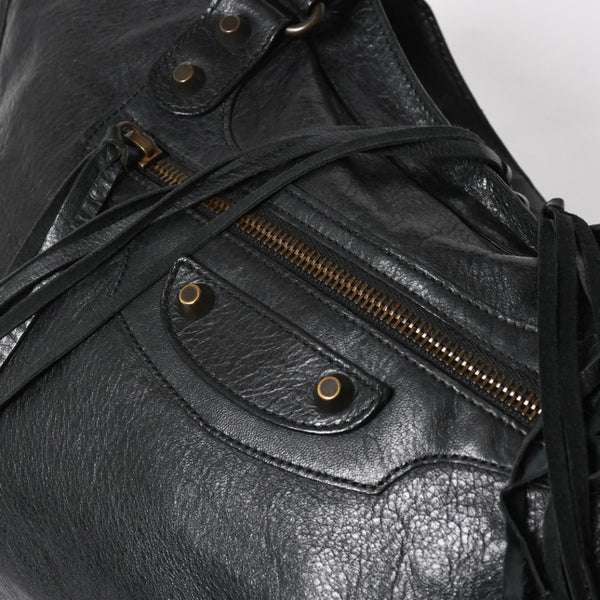 Very Good Condition BALENCIAGA Balenciaga The City 2WAY Handbag 115748 Shoulder Bag Black Silver Hardware Used 4a009044