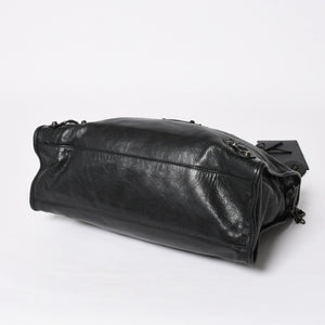 Very Good Condition BALENCIAGA Balenciaga The City 2WAY Handbag 115748 Shoulder Bag Black Silver Hardware Used 4a009044