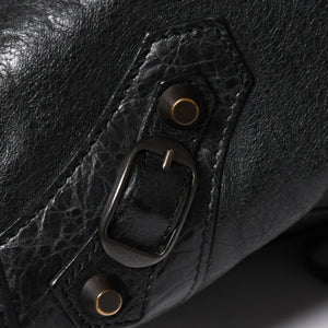 Very Good Condition BALENCIAGA Balenciaga The City 2WAY Handbag 115748 Shoulder Bag Black Silver Hardware Used 4a009044