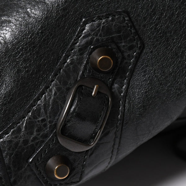 Very Good Condition BALENCIAGA Balenciaga The City 2WAY Handbag 115748 Shoulder Bag Black Silver Hardware Used 4a009044