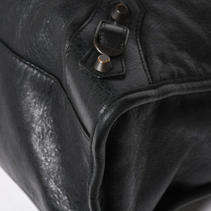 Very Good Condition BALENCIAGA Balenciaga The City 2WAY Handbag 115748 Shoulder Bag Black Silver Hardware Used 4a009044
