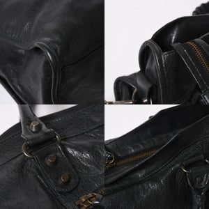 Very Good Condition BALENCIAGA Balenciaga The City 2WAY Handbag 115748 Shoulder Bag Black Silver Hardware Used 4a009044