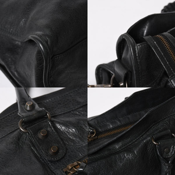 Very Good Condition BALENCIAGA Balenciaga The City 2WAY Handbag 115748 Shoulder Bag Black Silver Hardware Used 4a009044