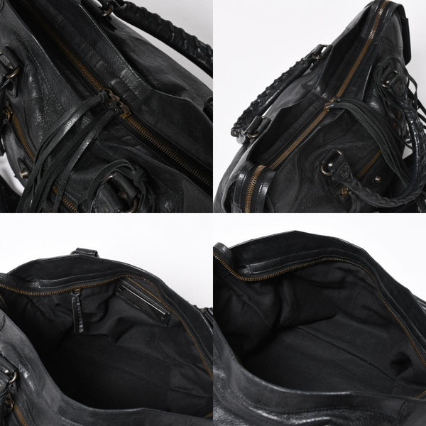 Very Good Condition BALENCIAGA Balenciaga The City 2WAY Handbag 115748 Shoulder Bag Black Silver Hardware Used 4a009044