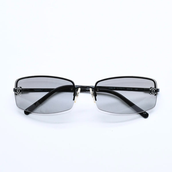 Very good condition CHANEL half rim sunglasses eyewear 4093-B c.170/11 size 56□16 130 here mark rhinestone used 4a008584