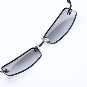 Very good condition CHANEL half rim sunglasses eyewear 4093-B c.170/11 size 56□16 130 here mark rhinestone used 4a008584