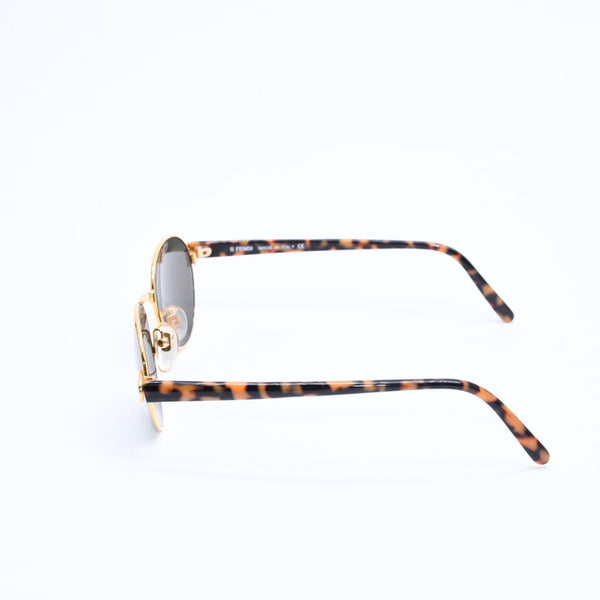 極美品 FENDI フェンディ サングラス アイウェア FS 303 サイズ48□18 140 べっ甲カラー ゴールド メタル アセテート 中古 4a008505
