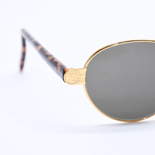 極美品 FENDI フェンディ サングラス アイウェア FS 303 サイズ48□18 140 べっ甲カラー ゴールド メタル アセテート 中古 4a008505