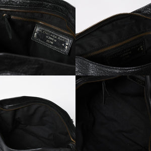 Very Good Condition BALENCIAGA Balenciaga The City 2WAY Handbag 115748 Black Lambskin Shoulder Bag Bronze Hardware 4a009043