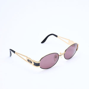 極美品 FENDI フェンディ FFロゴ サングラス メガネ SL 7040 イタリア製 メタル ゴールド ブラック 中古 4a008503