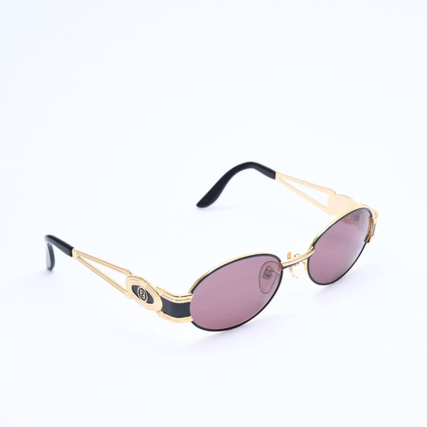 極美品 FENDI フェンディ FFロゴ サングラス メガネ SL 7040 イタリア製 メタル ゴールド ブラック 中古 4a008503