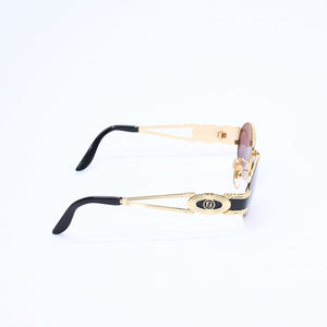 極美品 FENDI フェンディ FFロゴ サングラス メガネ SL 7040 イタリア製 メタル ゴールド ブラック 中古 4a008503