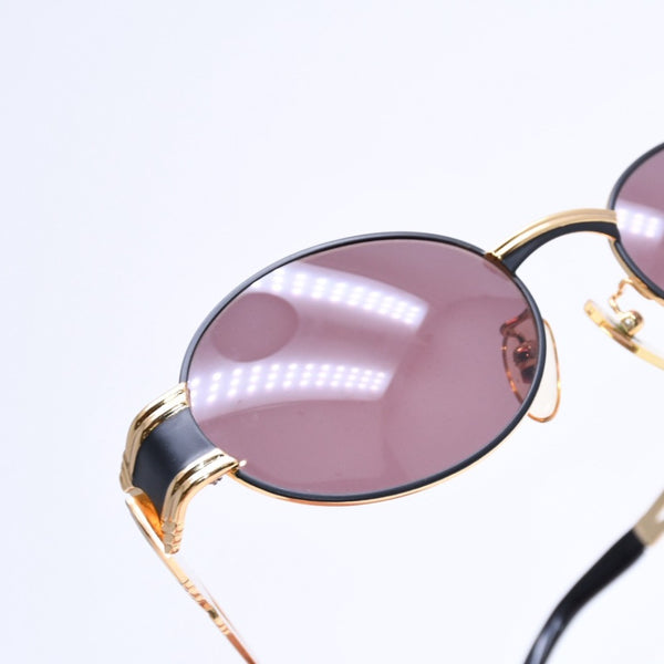 極美品 FENDI フェンディ FFロゴ サングラス メガネ SL 7040 イタリア製 メタル ゴールド ブラック 中古 4a008503
