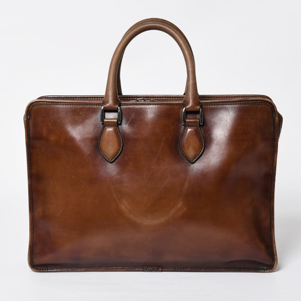 Berluti Angour 2WAY Handbag Calligraphy Scritto Swipe Patine Leather Briefcase Business Bag Brown Good Condition Used 4a008937
