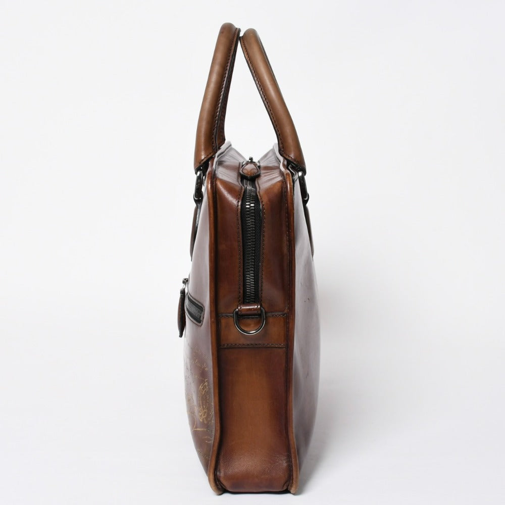 Berluti Angour 2WAY Handbag Calligraphy Scritto Swipe Patine Leather Briefcase Business Bag Brown Good Condition Used 4a008937