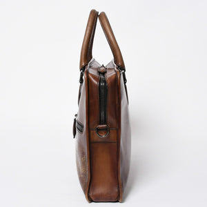Berluti Angour 2WAY Handbag Calligraphy Scritto Swipe Patine Leather Briefcase Business Bag Brown Good Condition Used 4a008937