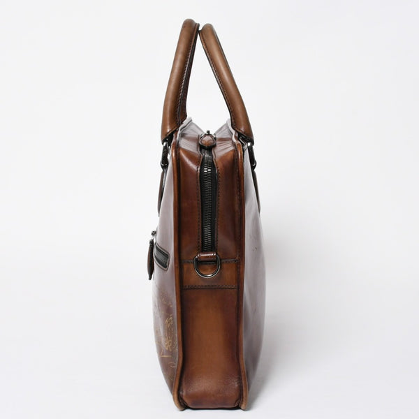 Berluti Angour 2WAY Handbag Calligraphy Scritto Swipe Patine Leather Briefcase Business Bag Brown Good Condition Used 4a008937