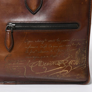 Berluti Angour 2WAY Handbag Calligraphy Scritto Swipe Patine Leather Briefcase Business Bag Brown Good Condition Used 4a008937
