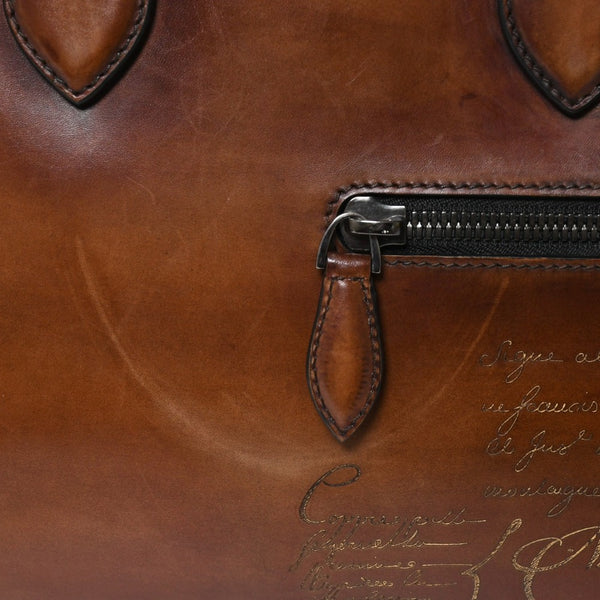Berluti Angour 2WAY Handbag Calligraphy Scritto Swipe Patine Leather Briefcase Business Bag Brown Good Condition Used 4a008937