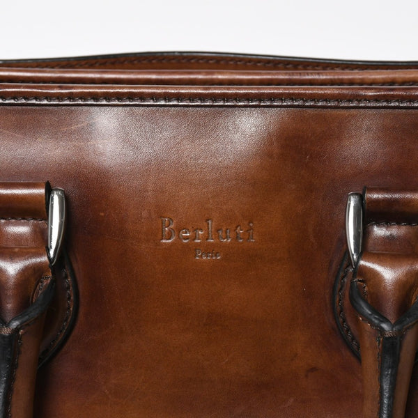 Berluti Angour 2WAY Handbag Calligraphy Scritto Swipe Patine Leather Briefcase Business Bag Brown Good Condition Used 4a008937
