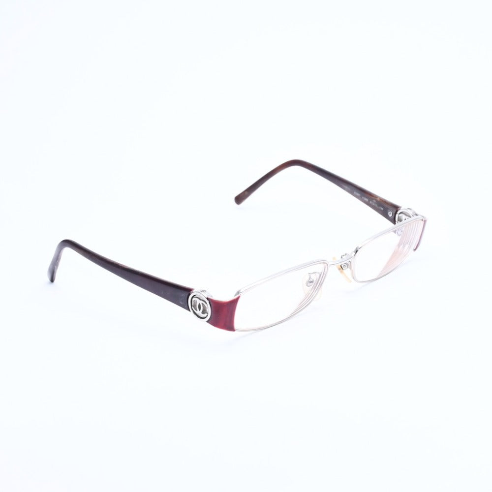 CHANEL シャネル 眼鏡 メガネ ココマーク ブラウン クリアレンズ シルバー金具 2105T サイズ57◻︎17 美品 中古 4a008289