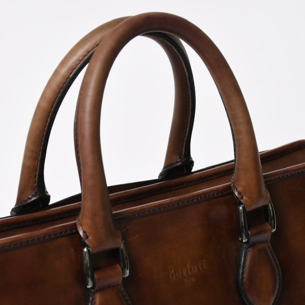 Berluti Angour 2WAY Handbag Calligraphy Scritto Swipe Patine Leather Briefcase Business Bag Brown Good Condition Used 4a008937