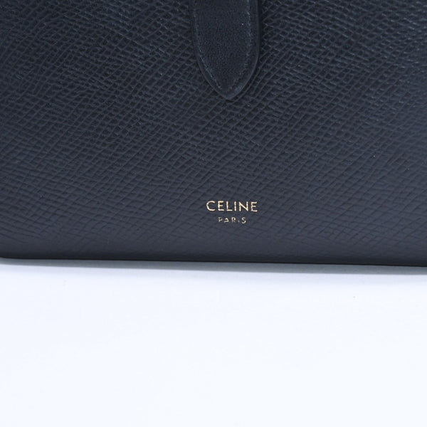 CELINE Medium Strap Wallet Bifold Wallet Wallet Black Gold Hardware F-PB-2240 Leather Good Condition Used 4a008864