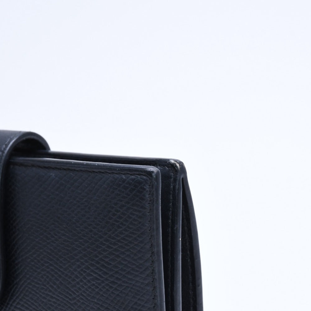 CELINE セリーヌ ミディアム ストラップウォレット 2つ折り財布 財布 ブラック ゴールド金具 F-PB-2240 レザー 美品 中古 4a008864
