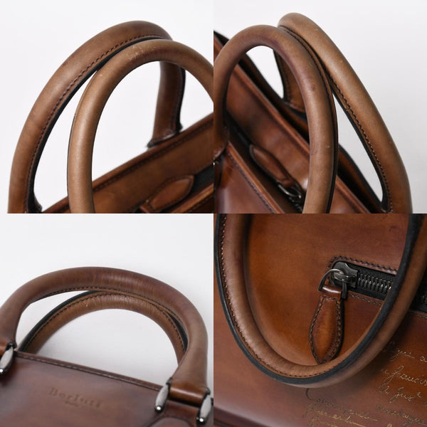 Berluti Angour 2WAY Handbag Calligraphy Scritto Swipe Patine Leather Briefcase Business Bag Brown Good Condition Used 4a008937