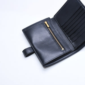 CELINE Medium Strap Wallet Bifold Wallet Wallet Black Gold Hardware F-PB-2240 Leather Good Condition Used 4a008864
