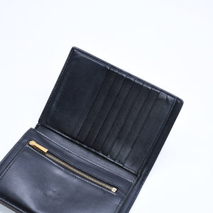 CELINE Medium Strap Wallet Bifold Wallet Wallet Black Gold Hardware F-PB-2240 Leather Good Condition Used 4a008864