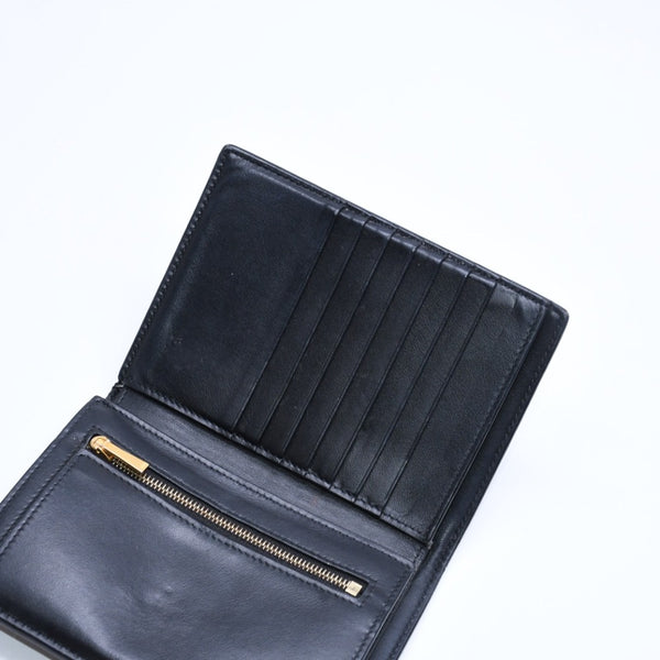 CELINE Medium Strap Wallet Bifold Wallet Wallet Black Gold Hardware F-PB-2240 Leather Good Condition Used 4a008864