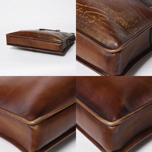 Berluti Angour 2WAY Handbag Calligraphy Scritto Swipe Patine Leather Briefcase Business Bag Brown Good Condition Used 4a008937