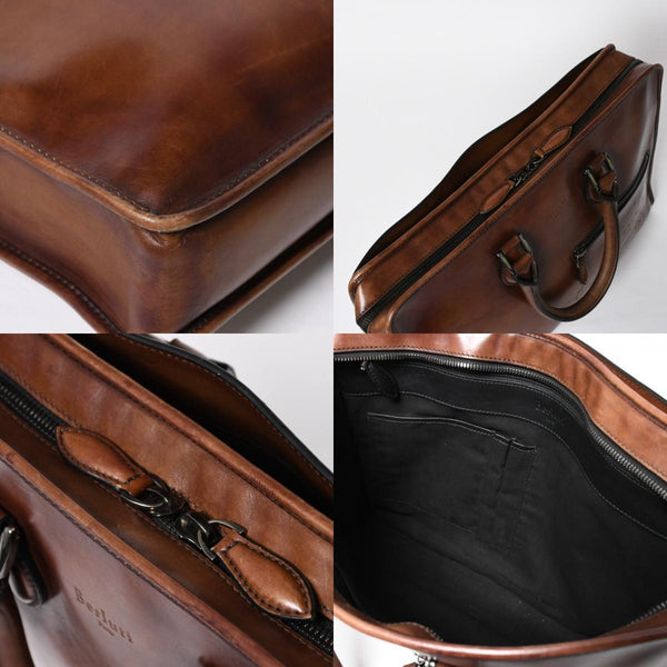 Berluti Angour 2WAY Handbag Calligraphy Scritto Swipe Patine Leather Briefcase Business Bag Brown Good Condition Used 4a008937