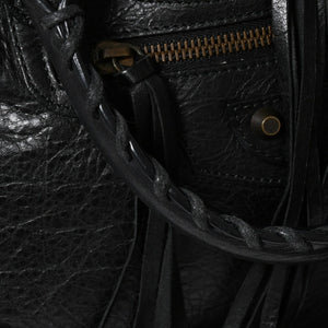 Very Good Condition BALENCIAGA Balenciaga The City 2WAY Handbag 115748 Black Lambskin Shoulder Bag Bronze Hardware 4a009043