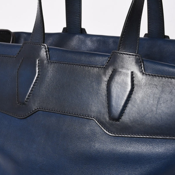 Berluti Berluti Tote Bag Handbag Calligraphy Fiorescrit Navy Blue Leather G0118 Good Condition Used 4a008938