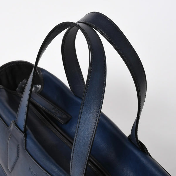 Berluti Berluti Tote Bag Handbag Calligraphy Fiorescrit Navy Blue Leather G0118 Good Condition Used 4a008938